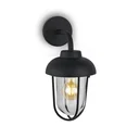Außenleuchte 1-flammig, Metall-Glas / schwarz, IP44, E27 Fassung