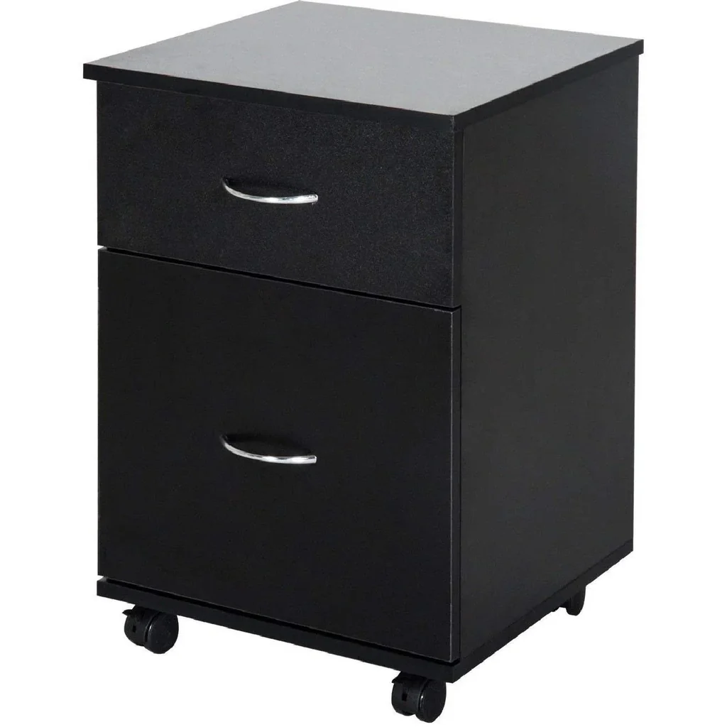 Kommode Schubladenschrank auf Rollen 58cm schwarz