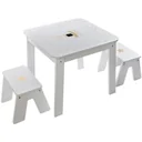 NL Stehtisch mit 2 Hockern - Weiß - 57x57x51 cm
