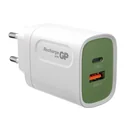 USB Schnellladeadapter mit 1 x USB-A und 1 x USB-C Anschluss inklusive Welt-Reiseadapter, max. 20 Watt
