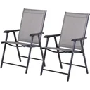 Klappstuhl mit Armlehne 2er Set Campingstuhl Angelstuhl Metall Grau 58 x 64 x 94 cm
