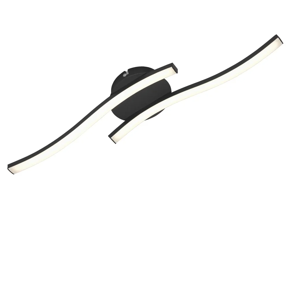 LED Wand- und Deckenleuchte, 2 LED Stäbe geschwungen, schwarz, 12 Watt, 960 lm, 3.000 K