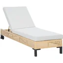 Gartenliege in Rattanoptik für 1 Person Nature+Beige 65 x 200 x 31 cm