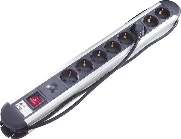 Aluminium Steckdosenleiste 8-fach