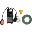 Tauchpumpe - 400W - 8.000 l/h MIT 15-Meter-Gartenschlauch inklusive Düse und Armaturen UND Wasserhahn 1".