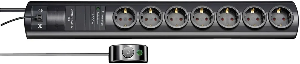 Steckdosenleiste 7-fach Primera-Tec Comfort Switch Plus mit Überspannungsschutz 19500 A