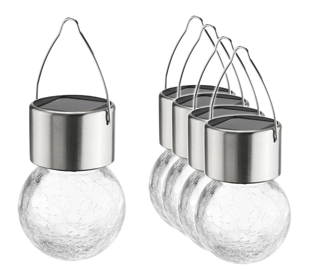 Solar Hängeleuchten mit Crackle Glas 5er Set