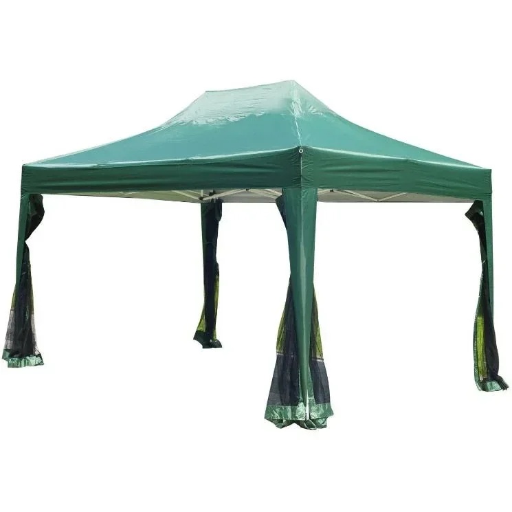 Faltpavillon mit Netzseitenteilen 3 x 4,5m mit Tragetasche grün