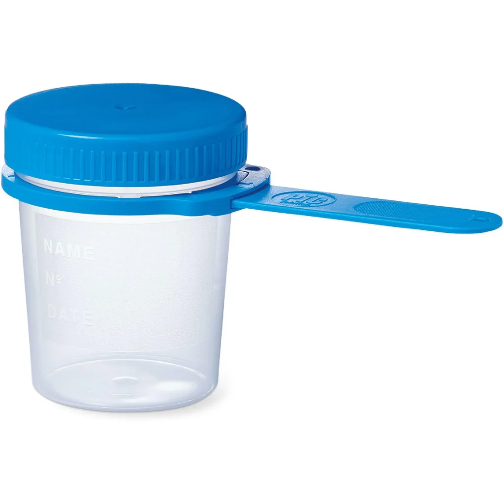 Hilfen für die Toilette - Urinbecher 100 ml Transparent/Blau