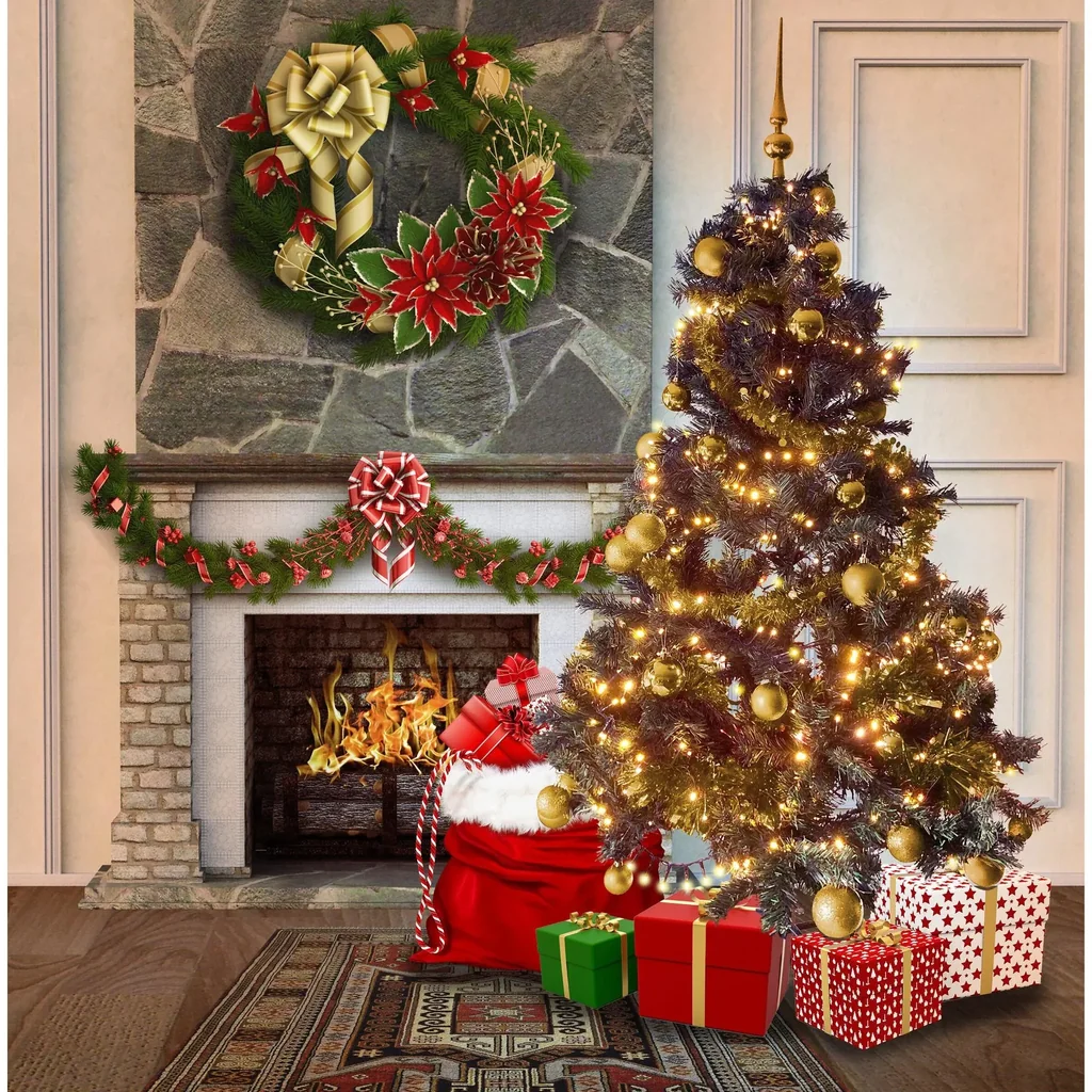 Schwarzwälder Weihnachtsbaum-Paket 180cm Gold + Weihnachtskugeln + Weihnachtslichter + Weihnachtsgirlande + Pik