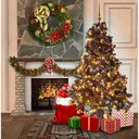 Schwarzwälder Weihnachtsbaum-Paket 180cm Gold + Weihnachtskugeln + Weihnachtslichter + Weihnachtsgirlande + Pik