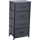 Schubladenschrank Aufbewahrungsschrank mit 4 faltbaren Stoffschubladen Metallgestell + Holz + Leinen Grau 45 x 30 x 92 c