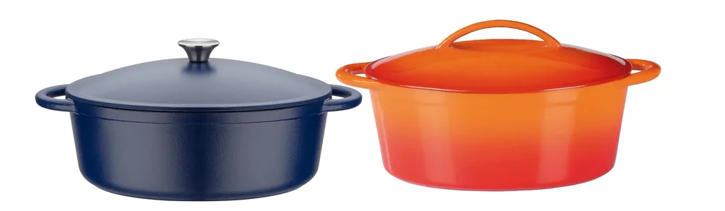 Bräter, oval, ca. 33 x 25 cm, ca. 7 l, aus Gusseisen, Orange schattiert