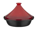 Gusseisen-Tajine zweifarbig rot - Schmortopf mit Keramik-Dampfhaube