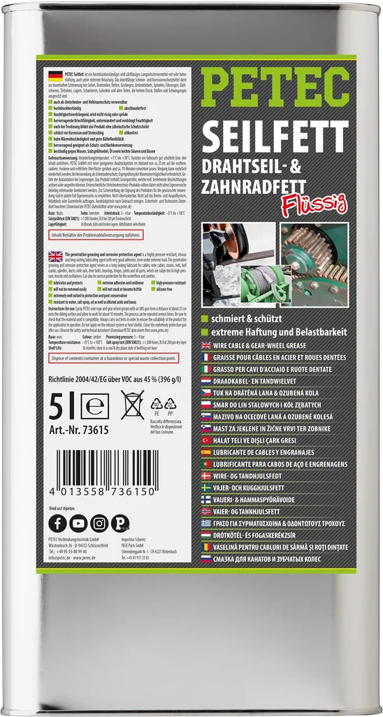 Seilfett, Drahtseil- & Zahnradfett, 5 Liter Kanister