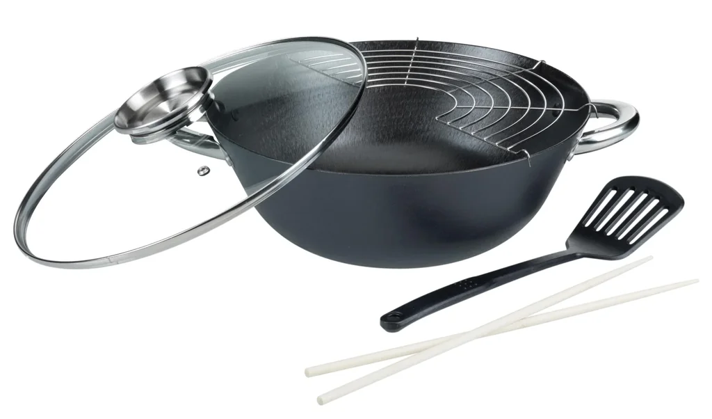 5-teiliges Gusseisen-Wok-Set