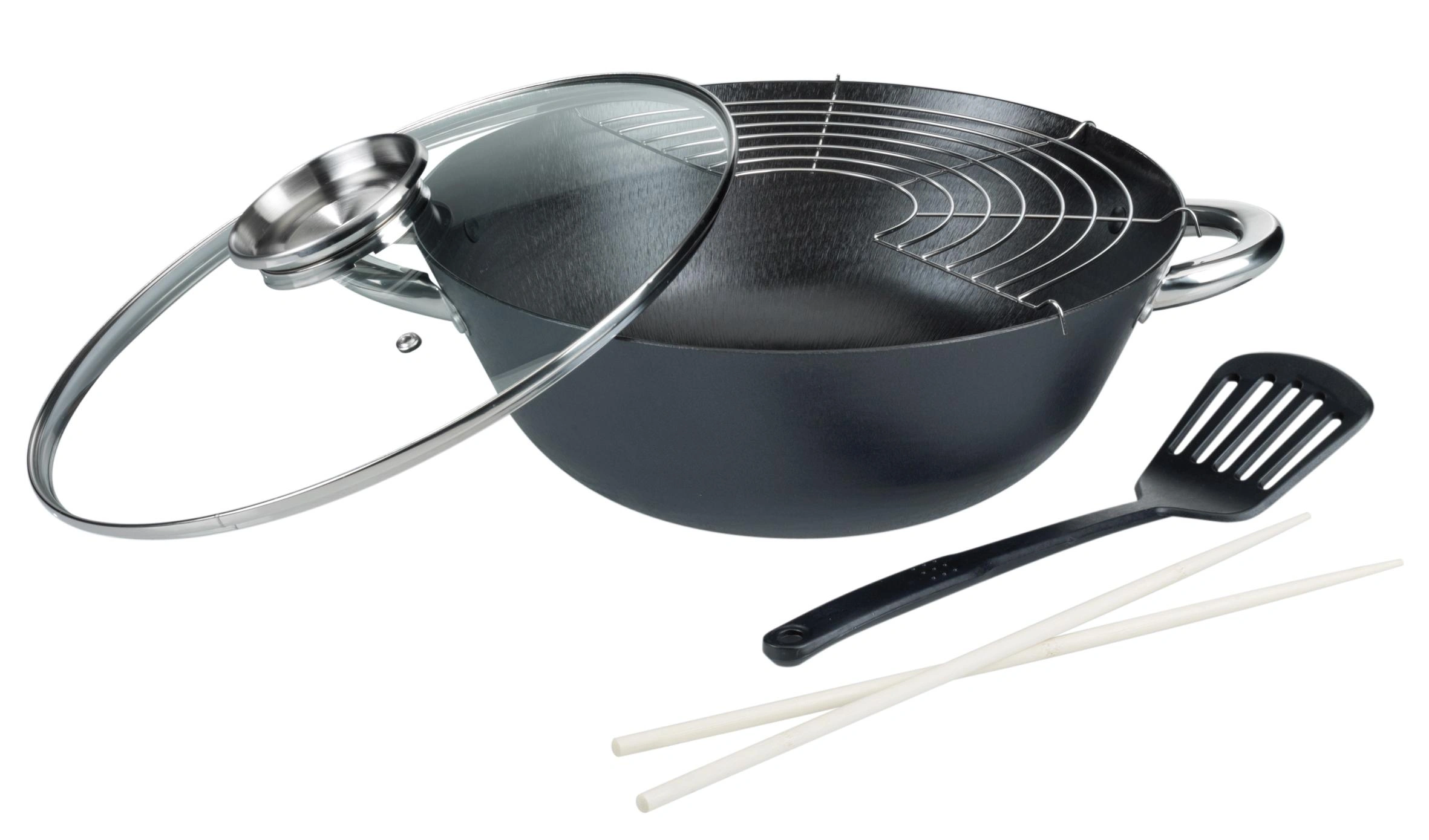 Wok-Set, 5-teilig aus Gusseisen