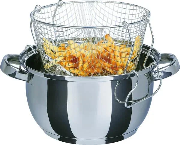 Universeller Brat-/Kochtopf, 3-teilig, Frittierkorb + Glasdeckel