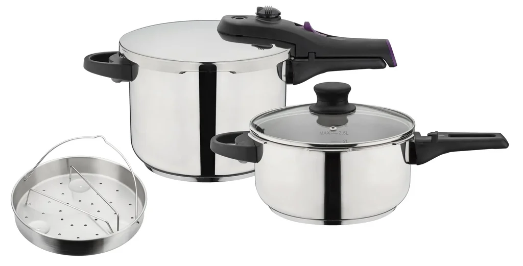SYSTEM RAPID Schnellkochtopf-Set, 6-teilig, Edelstahl - 4L und 6L, Ø22cm