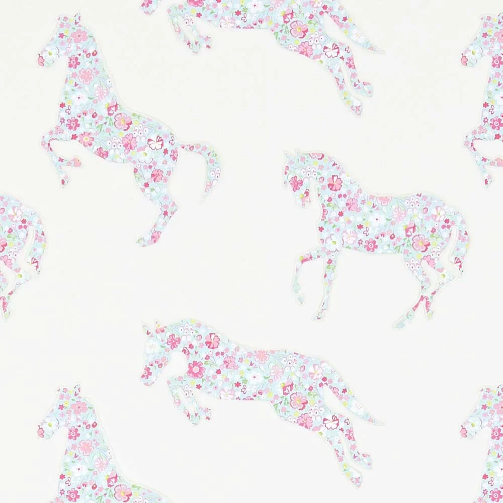 Little Sanderson Abracazoo Tapete Blumen Pferde creme hellblau pink