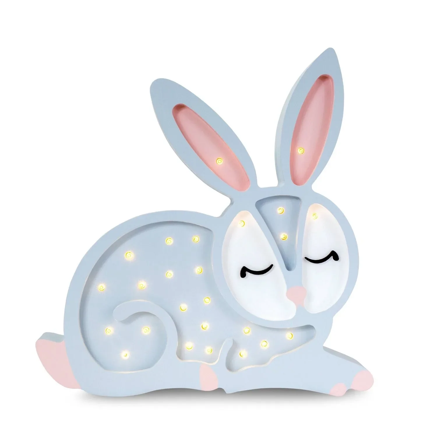 Little Lights Nachtlicht Kinder, Nachtlampe Hase - 100% Kiefernholz natur, Farbe: hellgrau