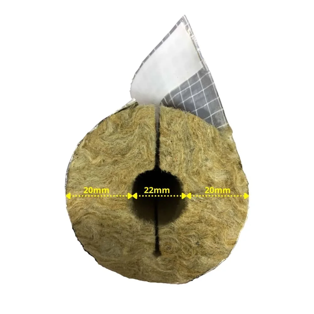 Rohrisolierung Steinwolle, Heizungsrohrisolierung ALU 1m, 22x20mm, GEG 100%