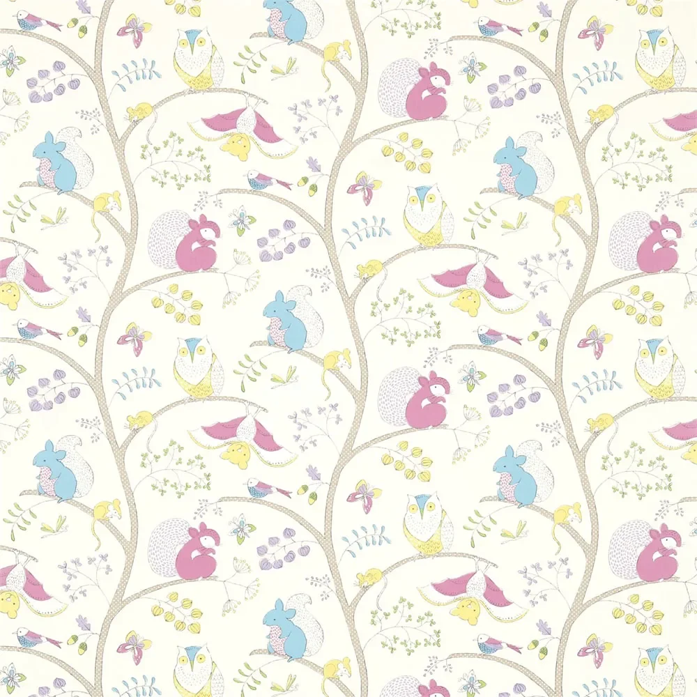 Little Sanderson Abracazoo Motivstoff Baumtiere pink blau