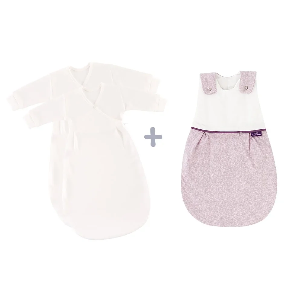 Träumeland Liebmich Baby Schlafsack, Schlummersack, Innenschlafsack 3tlg. Set - Punkte Rosa, Grösse: 80/86