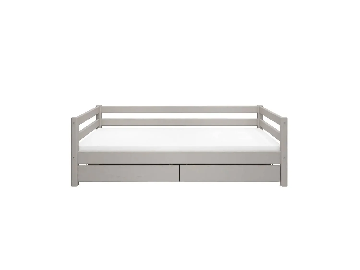 FLEXA Classic Kinderbett, Einzelbett - Gemütliches Sofa-Bett mit 2 Schubladen & Skandinavischem Design, 90x200 cm, Farbe: Grau gewaschene Kiefer