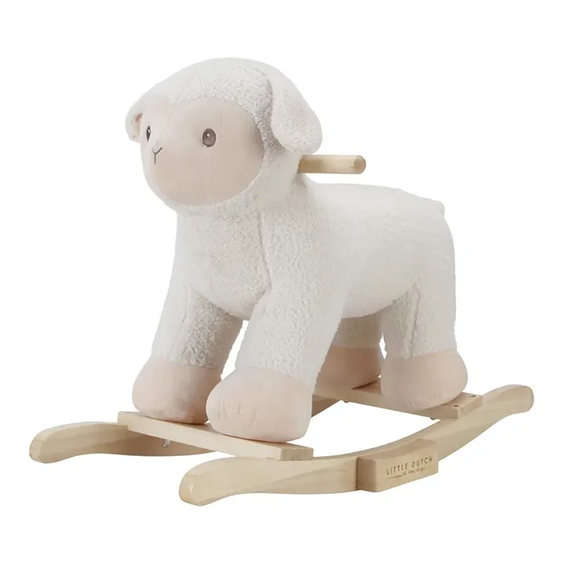 Little Dutch Schaukeltier, Schaukelfigur Little Farm - Kuscheliges Schaukelschaf aus Holz ab 18 Monaten