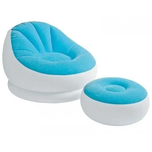 Aufblasbarer Sessel mit Ottomane blau