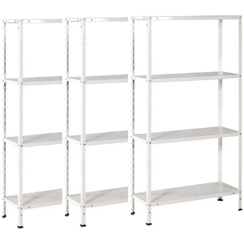 3 Stück Metall-Lagerregal/Regal mit 4 Fachböden - 200kg Kapazität - (HxBxT) 145x72,5x30cm - 50kg pro Fachboden