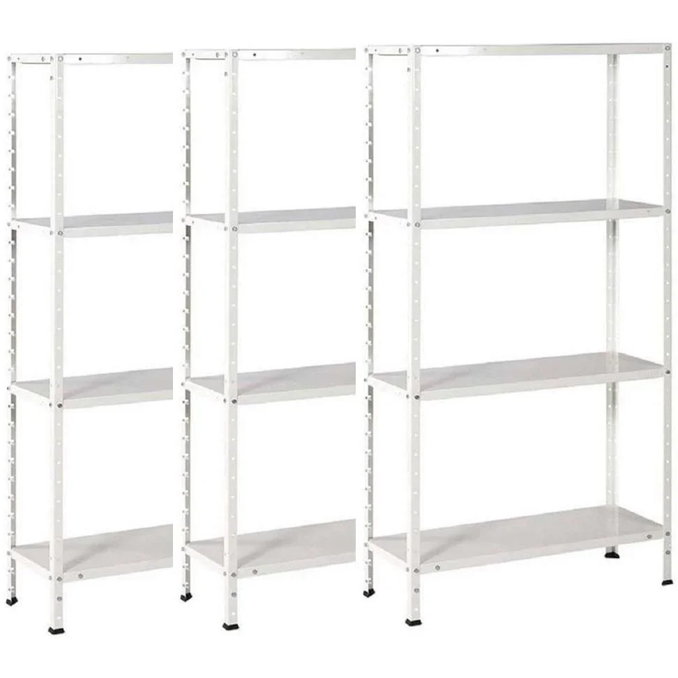 3 Stück Metall-Lagerregal/Regal mit 4 Fachböden - 200kg Kapazität - (HxBxT) 145x72,5x30cm - 50kg pro Fachboden