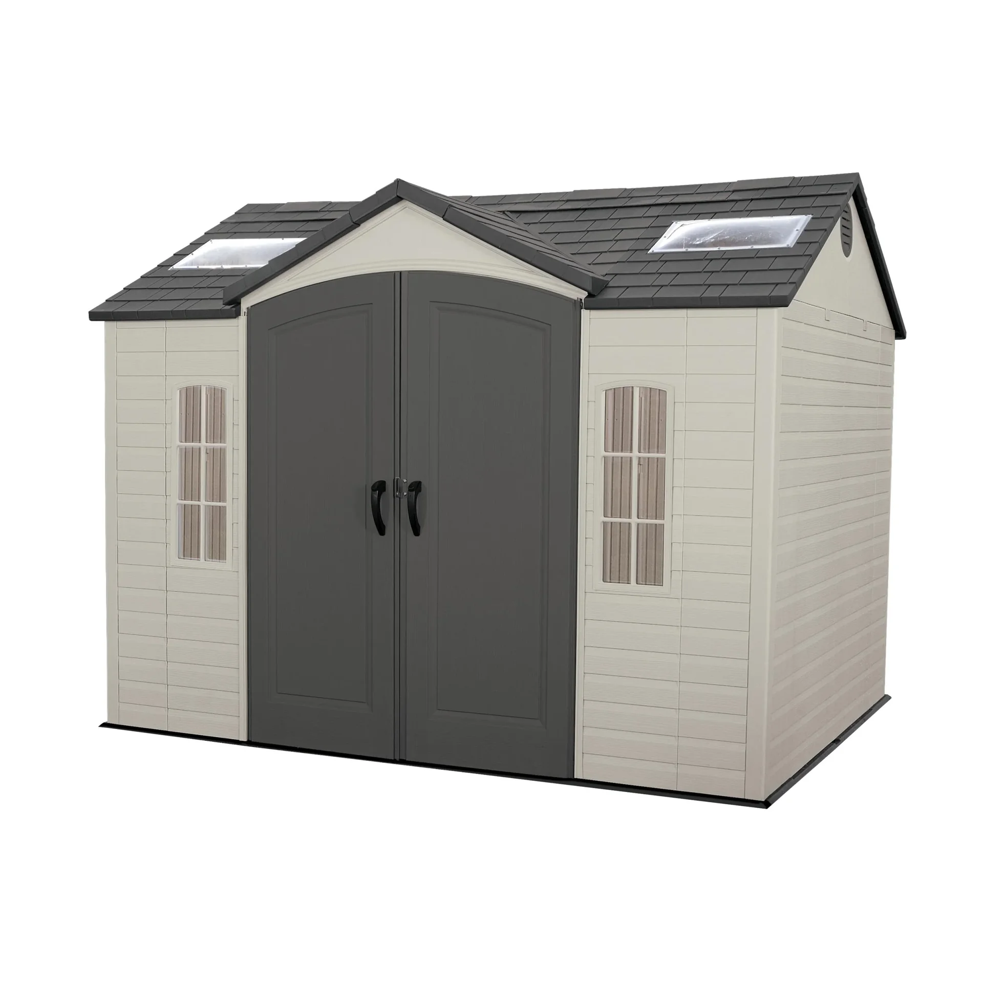 Lifetime Gerätehaus Sky 304,8×243,8×243,8 cm Lichtgrau – 4 Dachfenster, stahlverstärkt