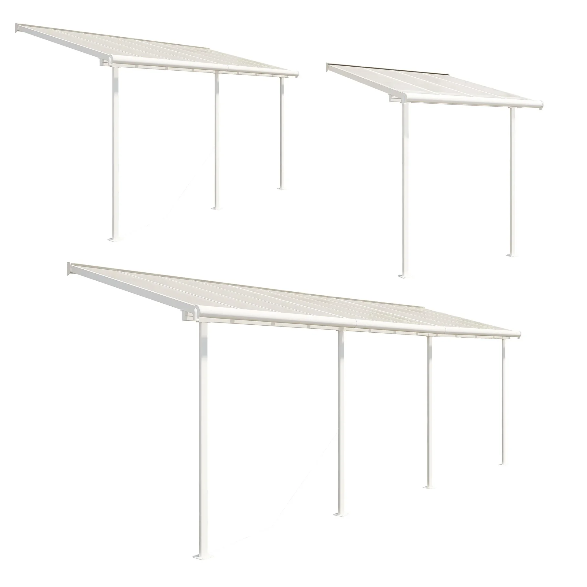 Palram Sierra Terrassenüberdachung 447 × 228 cm Weiß – Aluminium mit 6 mm Polycarbonat