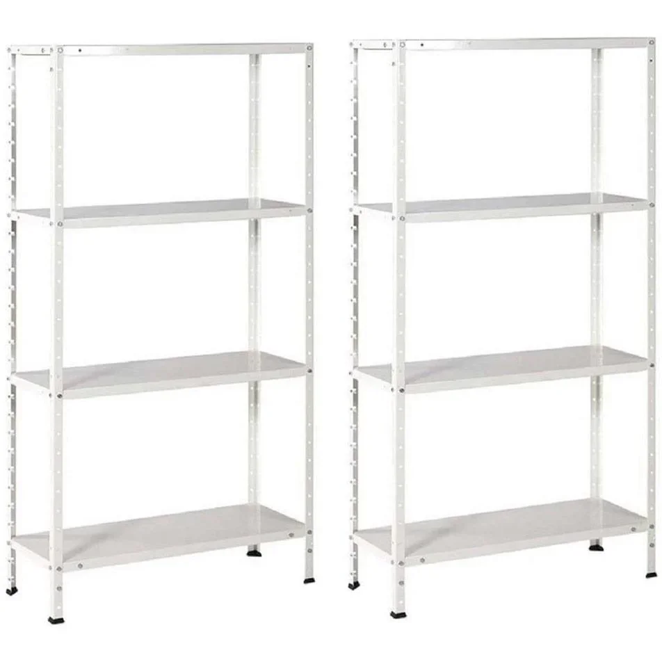 2 Stück Metall-Lagerregal mit 4 Fachböden - 200kg Kapazität - (HxBxT) 145x72,5x30cm - 50kg pro Fachboden