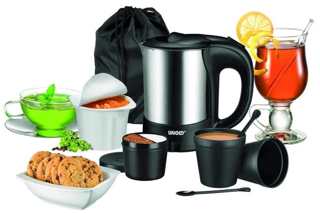 Edelstahl-Reiseblitzkocher 1000 W, Edelstahlbehälter, 0,5 L Volumen