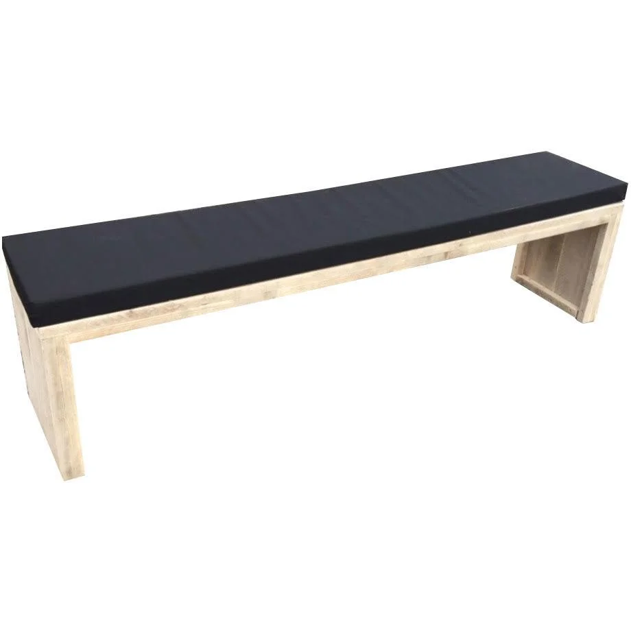Gartenbankgerüst Holz 150 cm inkl. Wasser- und schmutzabweisendem Kissen schwarz