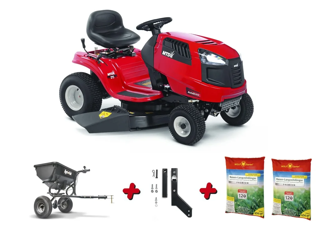 Rasentraktor Smart RF 130 H Aktion inklusive Anhänge-Streuer, Kupplung und 2x Rasenlangzeitdünger 450m²