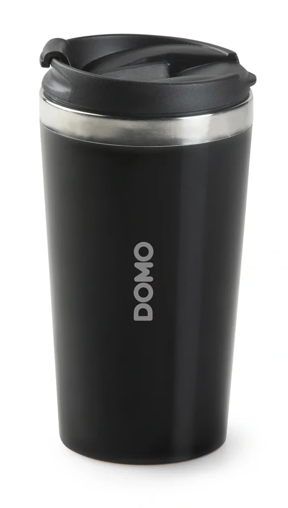 Ersatz-Thermobecher, doppelwandig, Edelstahl, Schwarz/Silber, 400 ml