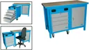 Werkbank 1200 SLT MULTI Tür und Unterrollcontainer, abschließbar