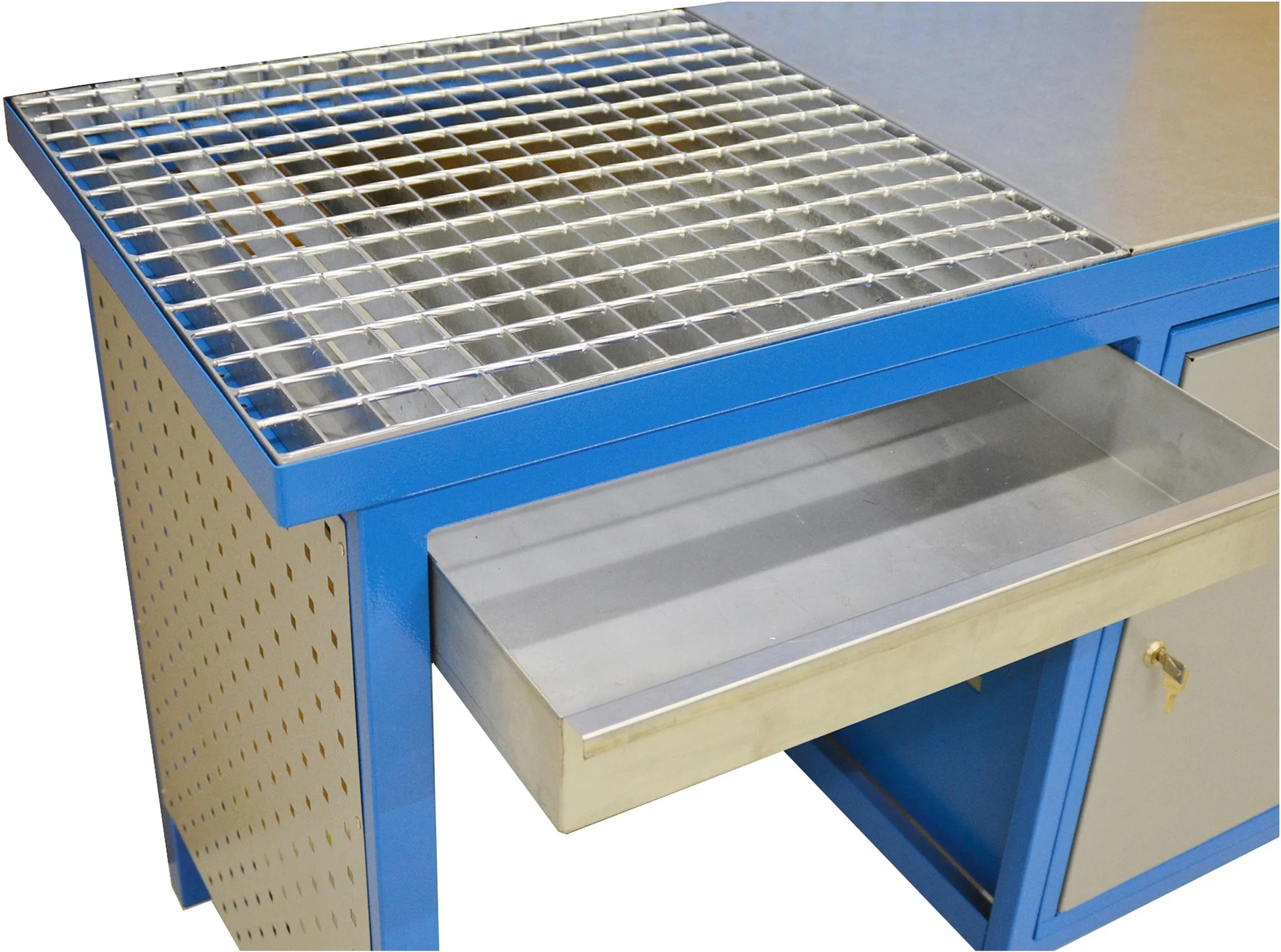 Schweiß-Werkbank SW 1200/600 Tür abschließbar, Schweißrost mit Wanne