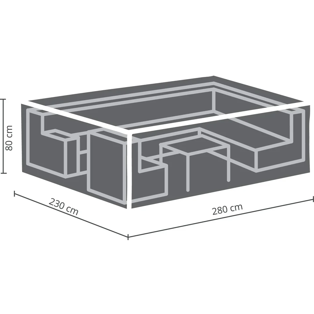 Rechteckige Gartenmöbel-Abdeckung 280 x 230 x 80 cm, wasserdicht und UV-beständig, robuste Allwetter-Abdeckung für große Terrassen- und Loungesets