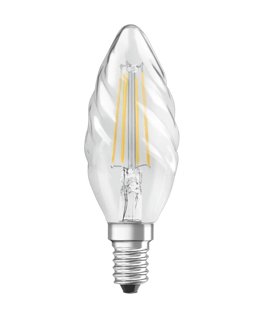 LED STAR FILAMENT Kerze gedreht mit 2,5 Watt, E14, klar, kaltweiß