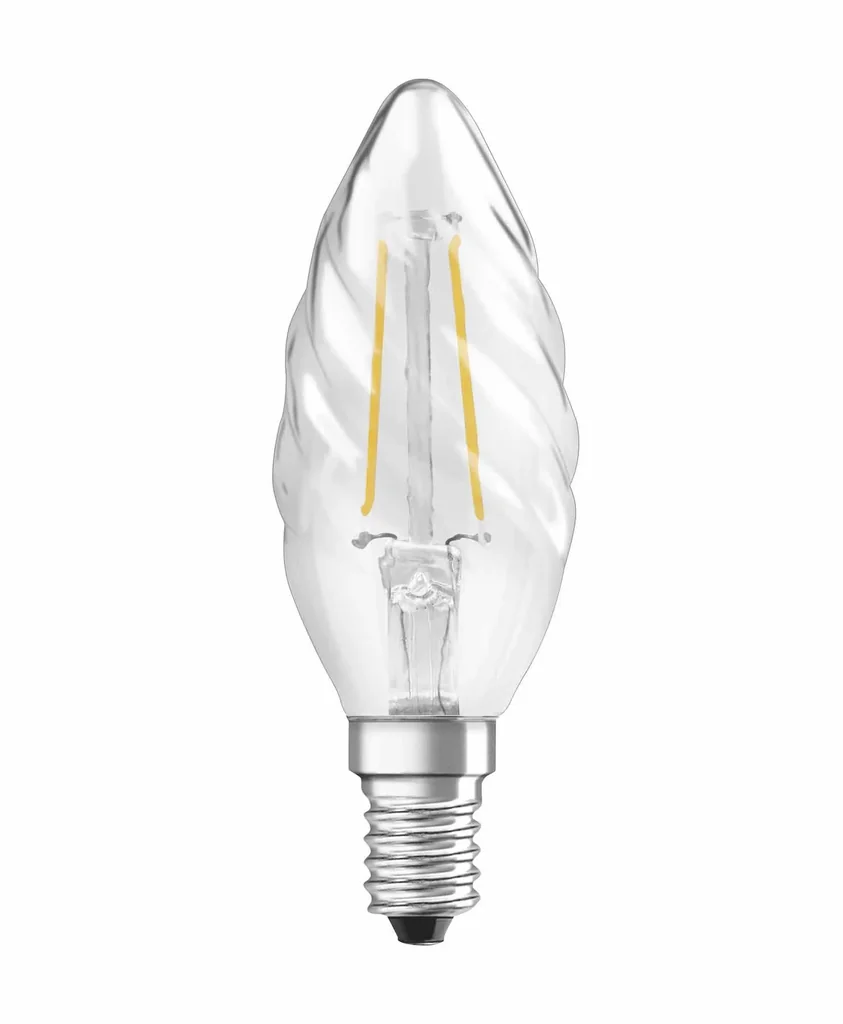 LED CLASSIC BW25 Filament Lampe in Kerzenfom gedreht mit 2,5 Watt, E14, warmweiß, klar