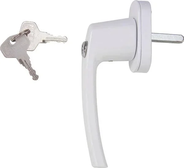Fenstergriff, abschließbar, mit 2 Schlüsseln, Farbe weiß