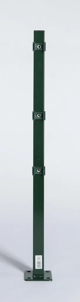 Eckpfosten mit Fuß, Montageplatte integriert, grün, 1300 x 40 x 40 mm