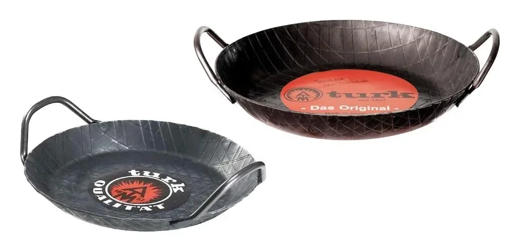 Schmiedeeiserne Servierpfanne, mit hohem Rand, 2 Kurzgriffen, Ø 28 x 4,2 cm