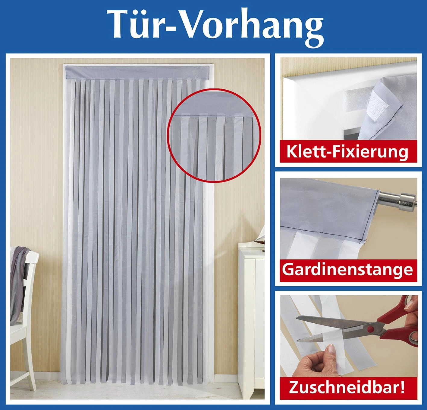 Türvorhang grau-weiß