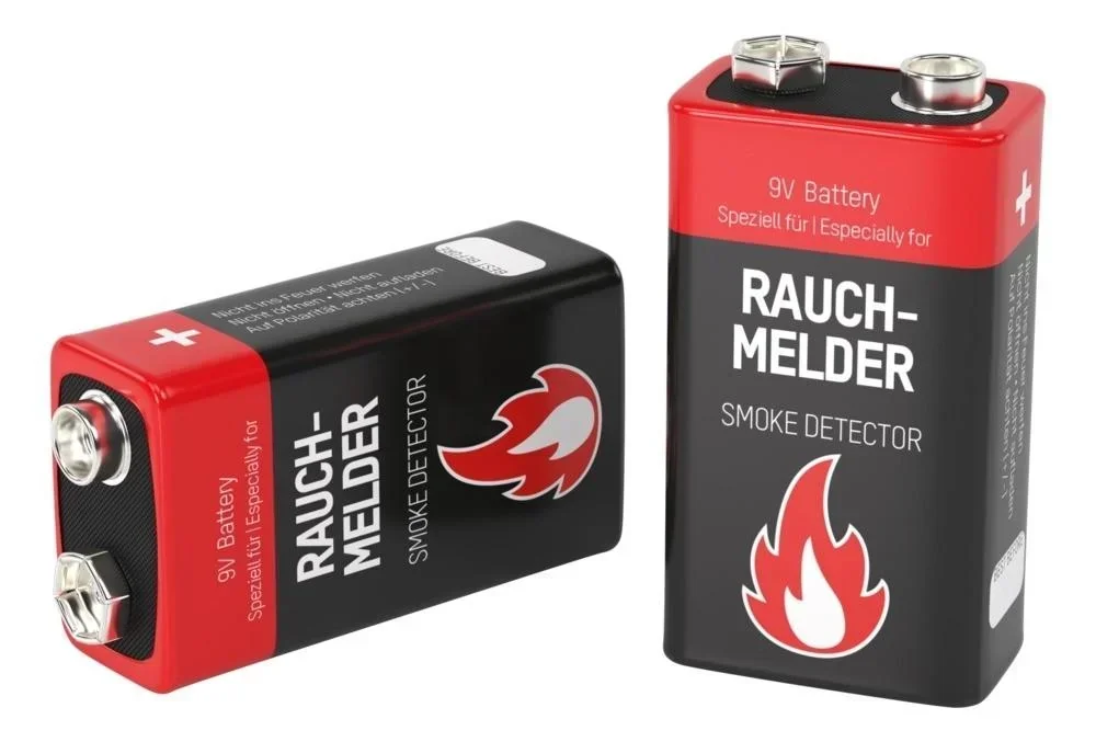 Alkaline 9 Volt Block Rauchmelderbatterie, 2 Stück